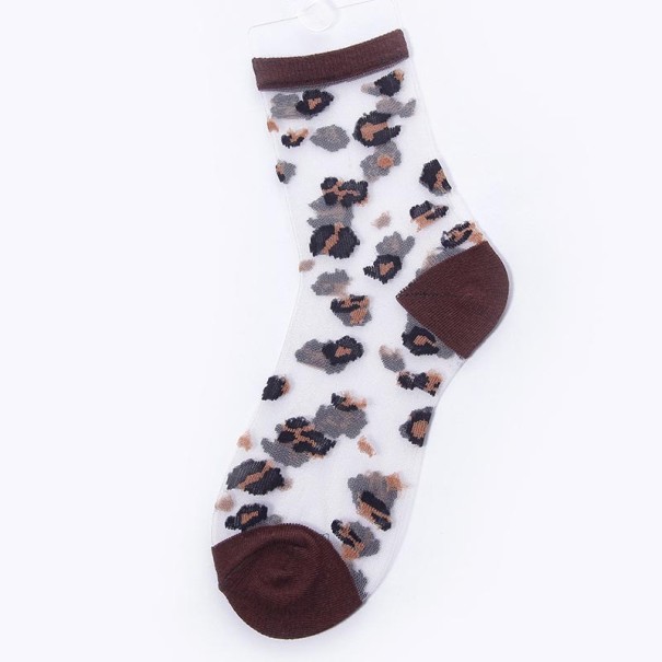 Női áttetsző leopárd zokni barna