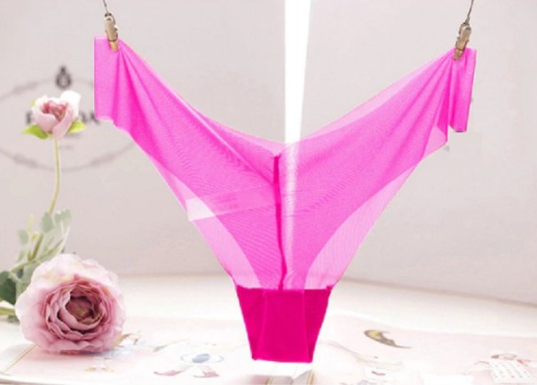 Női áttetsző V-string bugyi sötét rózsaszín