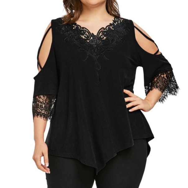 Női blúz plus size fekete 3XL