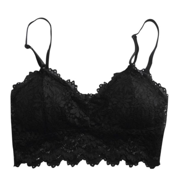 Női bralette melltartó virágokkal J2316 fekete