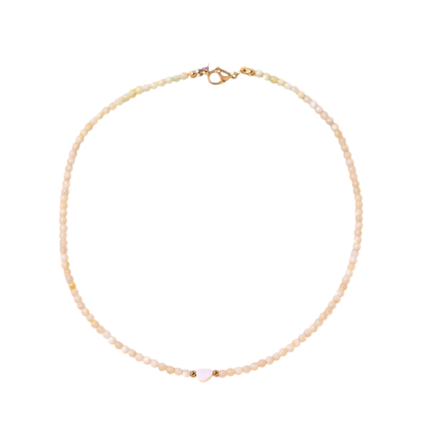 Női choker színes gyöngyökkel természetes kagylókból, gyöngyház gyöngyök, aranyozott sebészeti acél lánc a hosszú élettartamért és tartósságért sárga