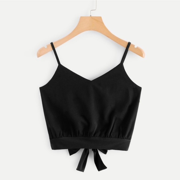 Női crop felső masnival fekete XS