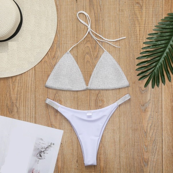 Női csillogó bikini fehér S