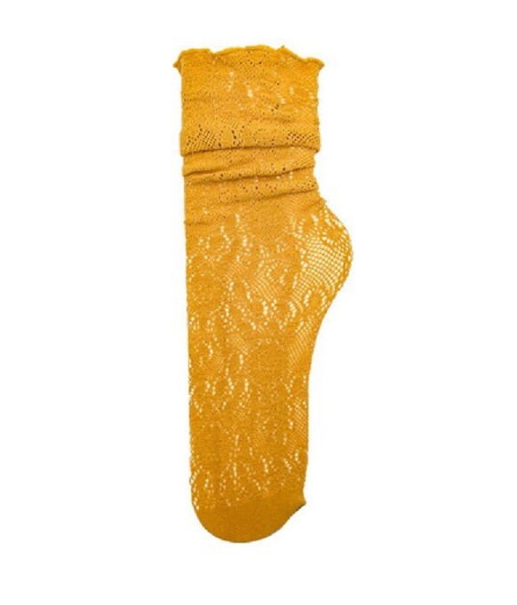 Női csipke zokni mustár