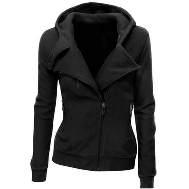 Női divatos kapucnis pulóver - fekete XS