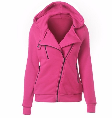 Női divatos kapucnis pulóver - rózsaszín M