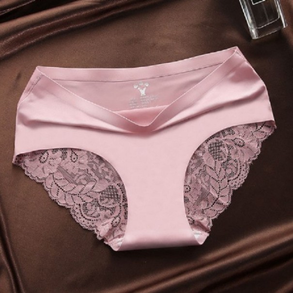 Női elegáns bugyi csipkével régi rózsaszín M