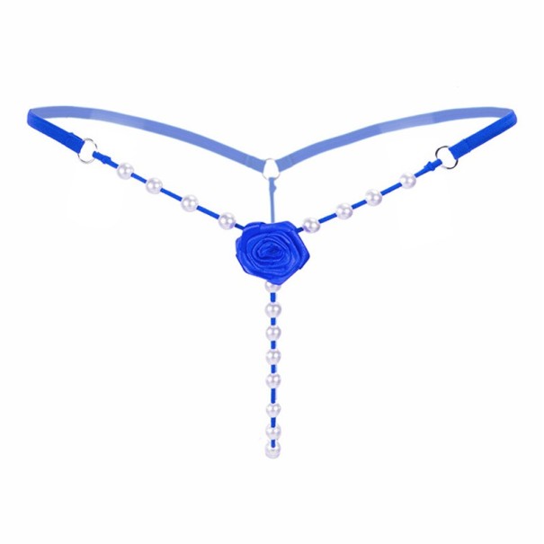 Női erotikus G-string nadrág gyöngyökkel kék