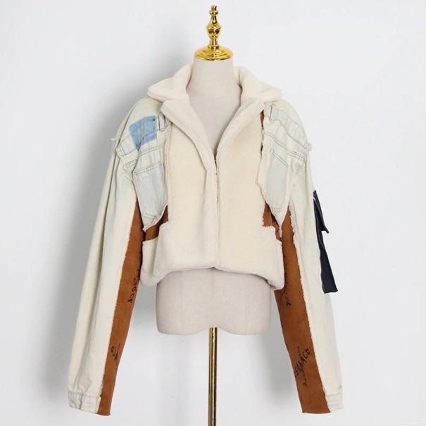 Női farmerdzseki P1459 bézs XXL