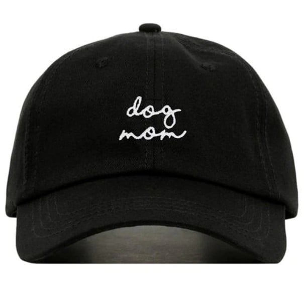 Női fekete sapka hímzett dog mom felirattal kutyabarátok számára Pamut baseball sapka ívelt billentéssel Univerzális méret 1