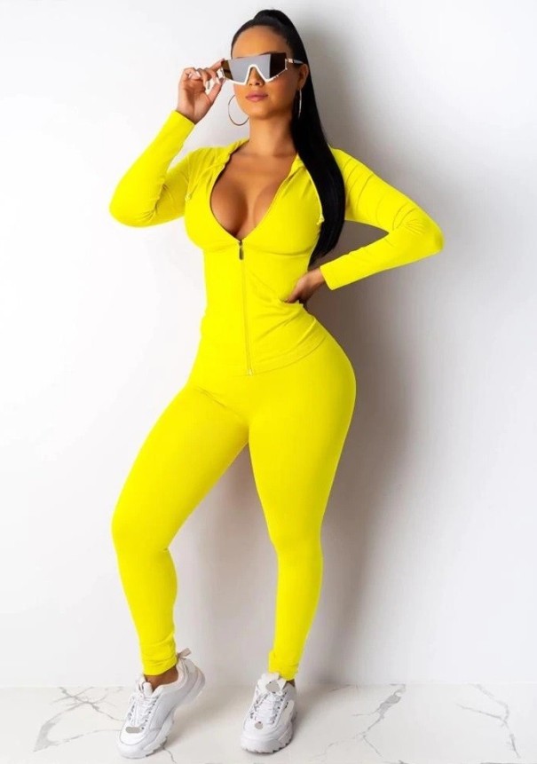 Női felső hosszú ujjú és leggings sárga L