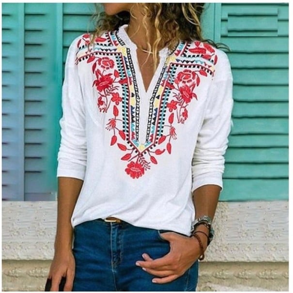 Női felső virágokkal A886 L 2