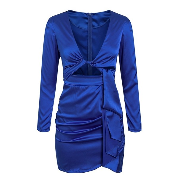 Női fényes mini ruha kék XL