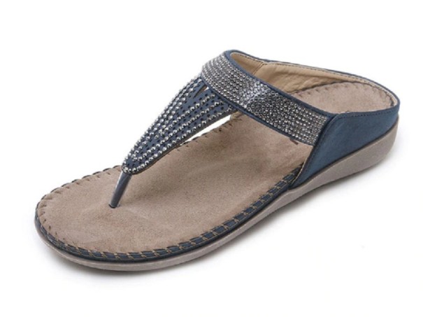 Női flip-flop papucs strasszos kék 36