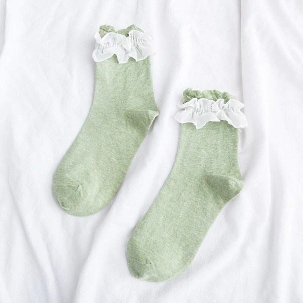 Női fodros zokni zöld