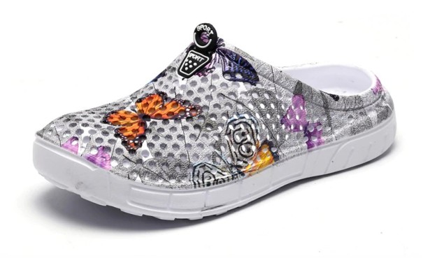 Női gumipapucs pillangós nyomtatással szürke 39