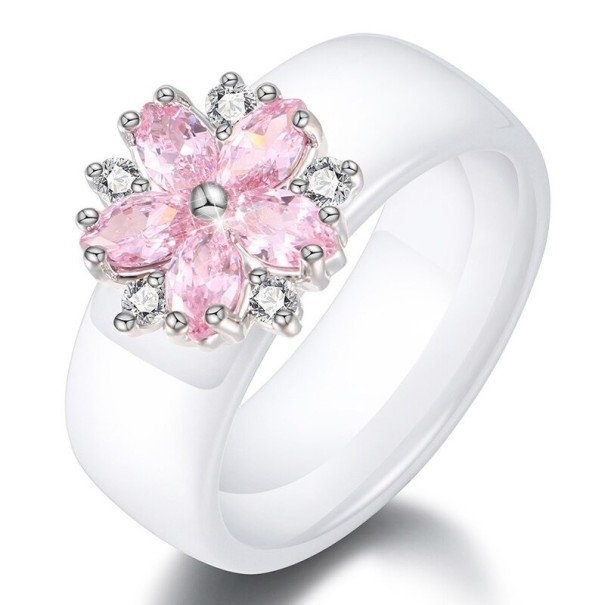 Női gyűrű virággal D1858 világos rózsaszín 11 1