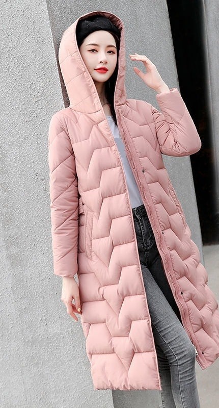 Női hosszú téli dzseki P2297 rózsaszín L