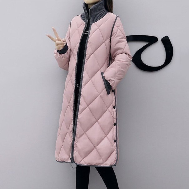 Női hosszú téli dzseki P2544 rózsaszín M