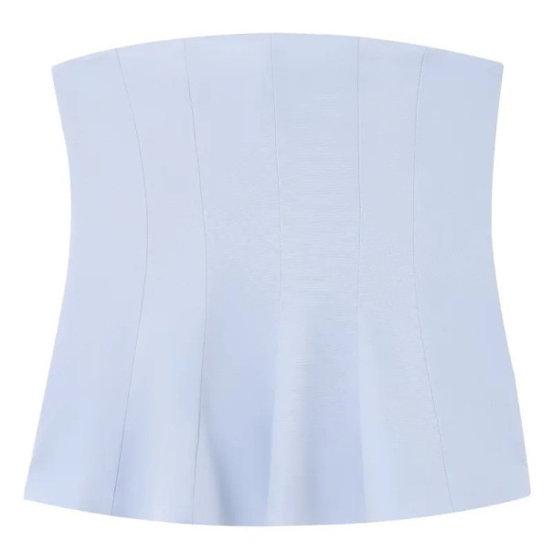 Női korsetttípusú top Pánt nélküli Egyszínű O nyakú Testhezálló poliészter felső elegáns nyári stílus kék XS