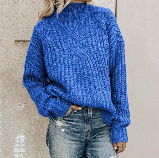 Női kötött pulóver A2207 kék S