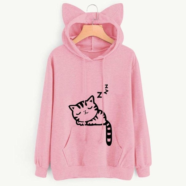 Női macska pulóver B22 rózsaszín S