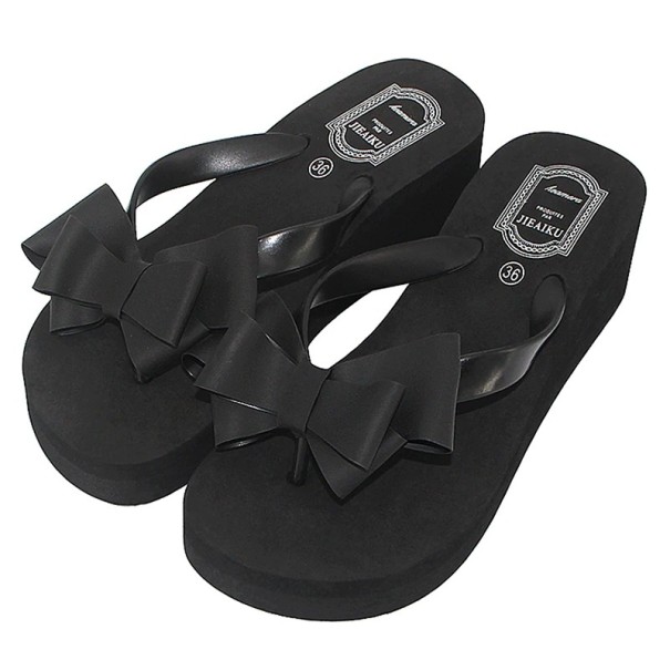 Női magas platform flip-flop papucs masnival fekete 38