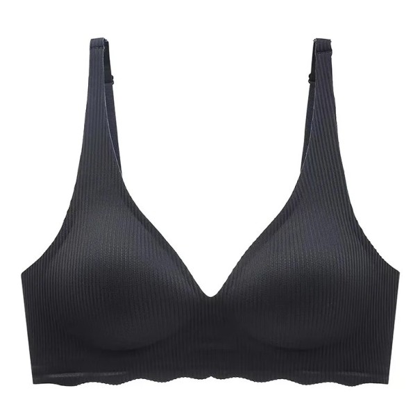 Női melltartó merevítő nélkül, formázott kosarakkal, elasztán, nylon, kényelmes, sima kivitel, alkalmas mindennapi, diszkrét viselethez fekete L