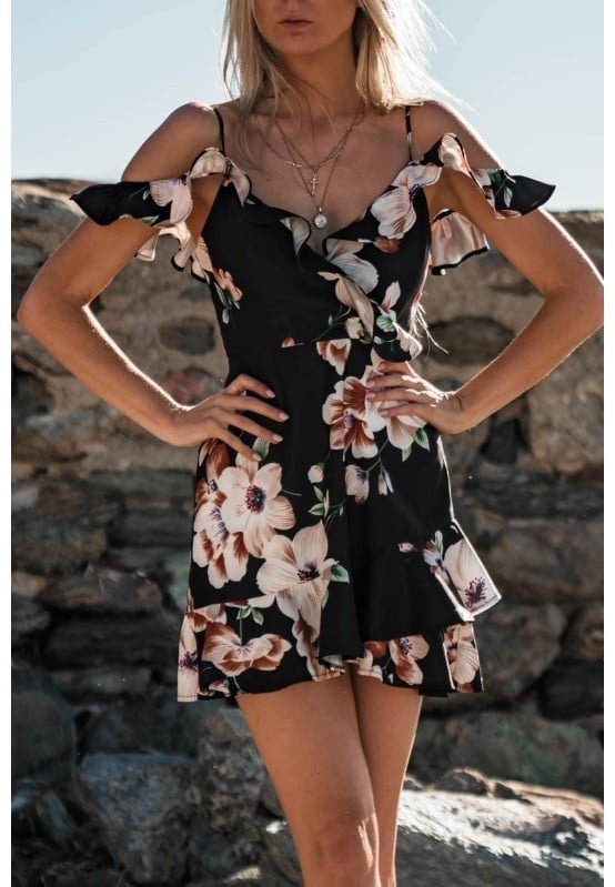 Női nyári mini ruha A728 fekete XS