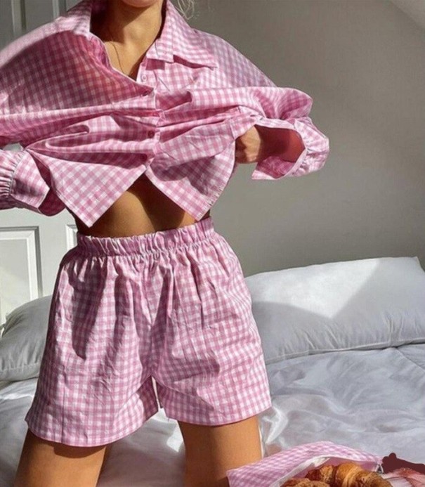 Női pizsama P2646 sötét rózsaszín S