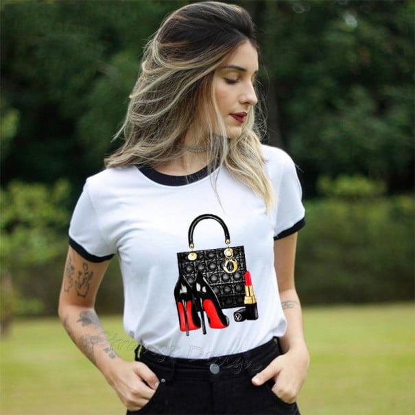 Női póló divatos nyomtatással XS 1