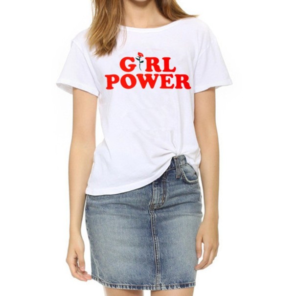 Női póló Girl Power - fehér M