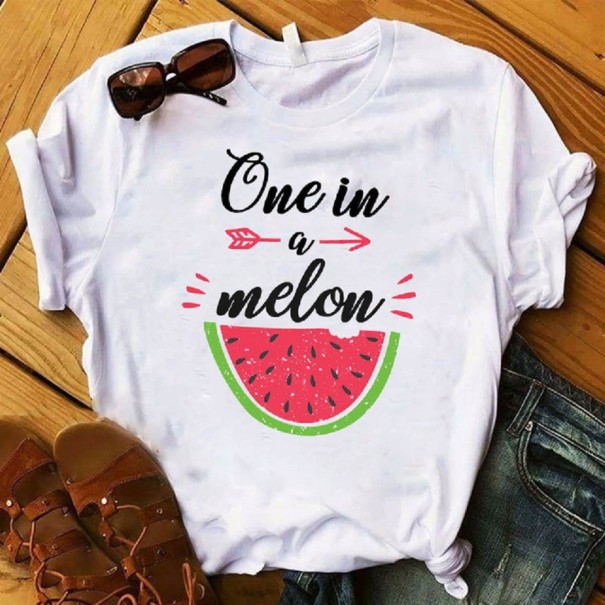Női póló gyümölcs nyomtatással S 5