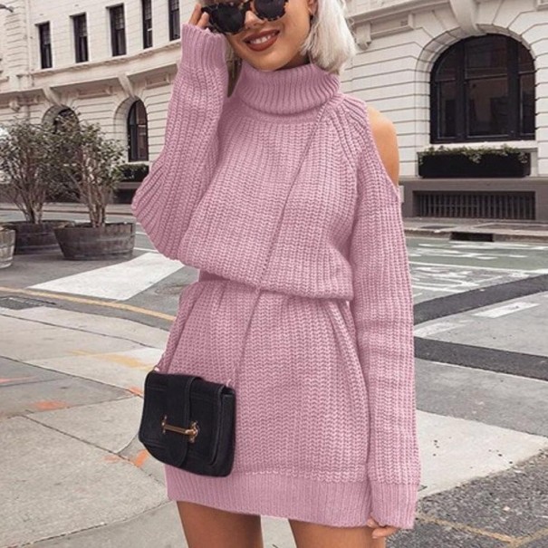 Női pulóverruha B31 rózsaszín L
