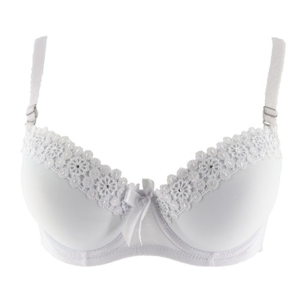 Női push-up melltartó virágokkal fehér 95B