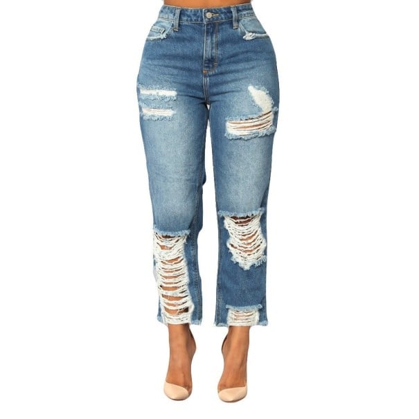 Női szakadt stretch farmer S