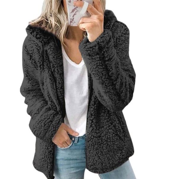 Női szőrme pulóver P1484 fekete S