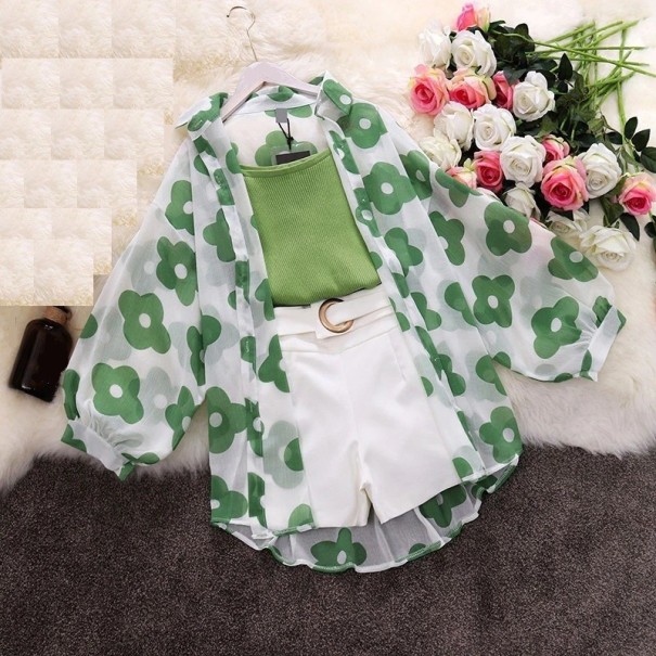 Női ujjatlan póló, ing és rövidnadrág zöld XS