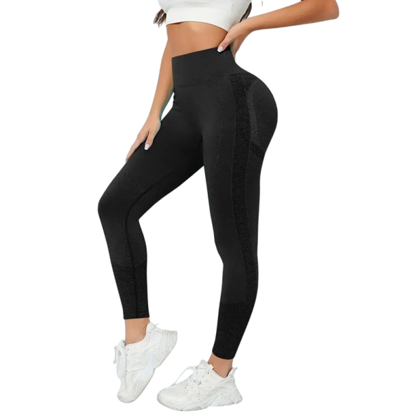 Női varrás nélküli push-up leggings edzéshez Fekete sportleggings alakformáló hatással Kényelmes, rugalmas leggings edzőterembe és jógához S