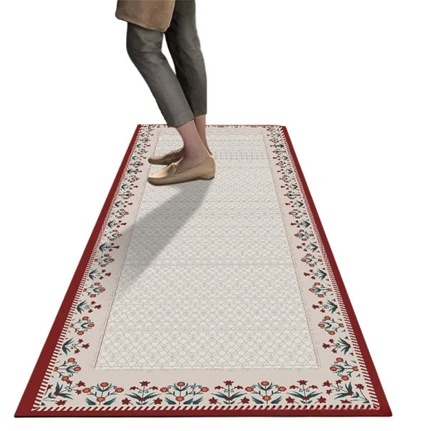 Non-slip Rug 50x160 cm Retro Kitchen Mat Long Bathroom Rug Hallway Mat Absorbent Rug with Tile Pattern 1