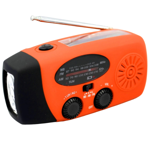 Notfallradio mit Taschenlampe und Powerbank, tragbares Radio, AM/FM, kabelloses Radio, LED-Taschenlampe, Powerbank, 2000 mAh, 14,5 x 7,8 x 5 cm, wasserdicht orange