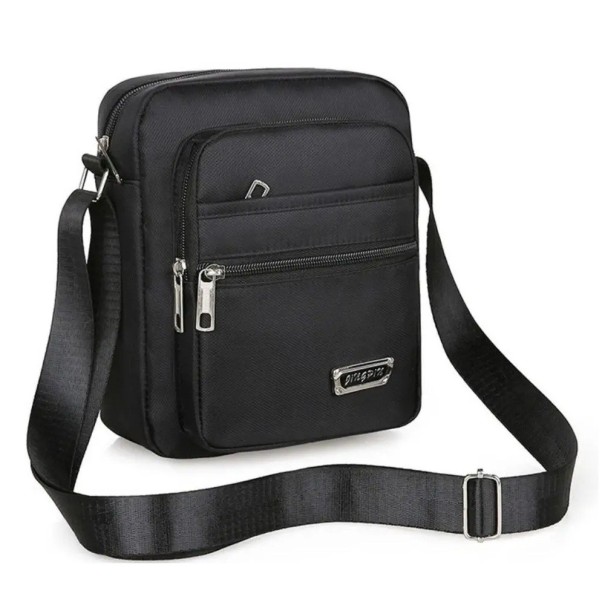 Nowa męska torba typu crossbody 23×19×6 cm, swobodna torba na ramię z nylonu, mała, praktyczna męska torba miejska czarny