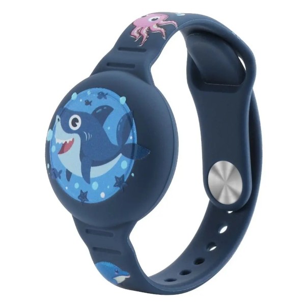 Nuevo brazalete de silicona impermeable para Apple AirTag soporte infantil para la muñeca funda para reloj azul oscuro con tiburón 1