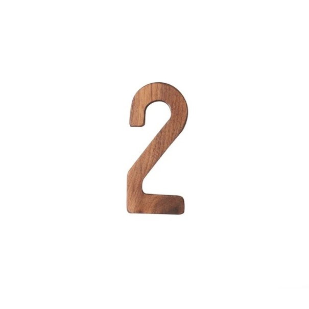 Numero 2 in legno decorativo 7,9 cm legno naturale marrone cifra per porte, mobili o segnaletica d'interni 1