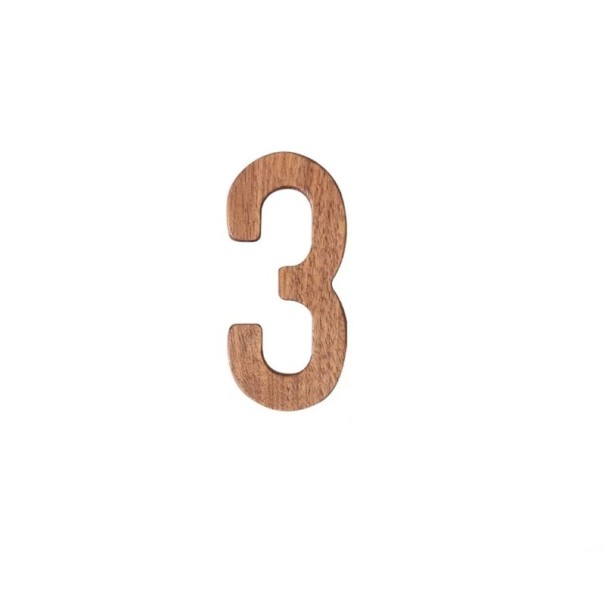 Numéro en bois 3 décoratif 7,9 cm bois naturel couleur marron chiffres pour portes, meubles ou marquage intérieur 1