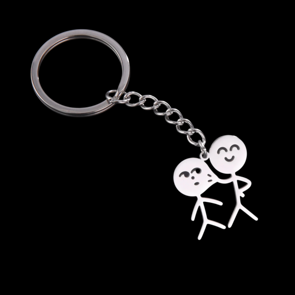 Nyckelring Stickman 27 x 24 mm Rostfritt stål Rolig metallnyckelring Minimalistisk tillbehör för ryggsäck och väska 1