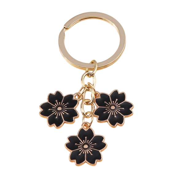 Nyckelring Zinklegering Blommotiv Metallnyckelring för nycklar väska ryggsäck Elegantisk dekorativt tillbehör svart