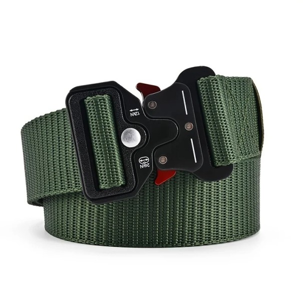 Nylon riem voor heren 125 x 3,8 cm Duurzame tactische riem met metalen snelsluiting Verstelbare riem voor uniform Broeken Uitrusting groen