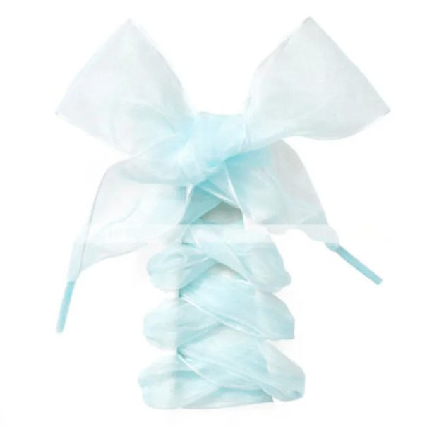 Nylon-Schnürsenkel 120 cm Flaches Band mit Satinglanz Dekorative Modeschnürsenkel für Sneaker, Ballerinas und elegante Schuhe hellblau