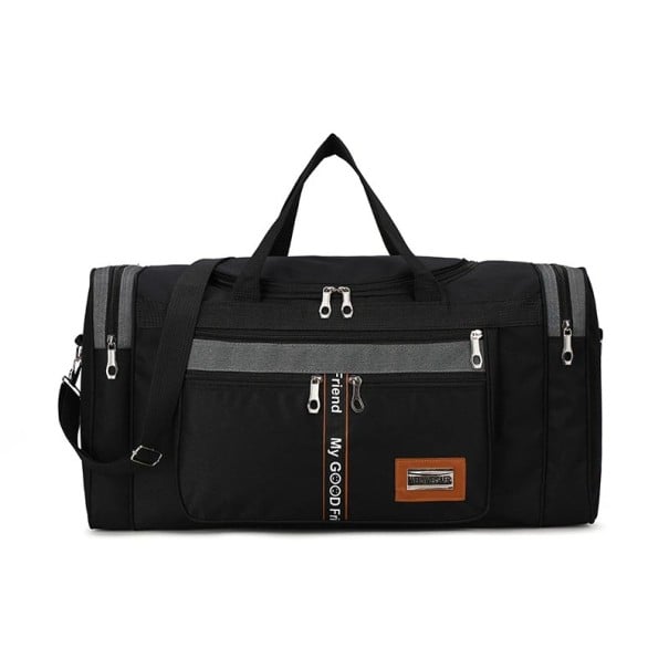 Nylon Travel Sports Shoulder Bag 60 x 24 x 31 cm Large Capacity Weekend Fitness Luggage Lightweight Waterproof Bag black